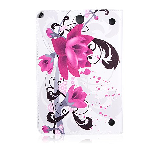 Galaxy Tab A 9.7 T550 Hülle, Deenor Oil painting Design Flip Tasche PU Leder Abdeckung Stand Schutzhülle für Samsung Galaxy Tab A 9.7 SM-T550. (Ink lotus) - 3