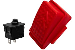 Fotpedalbrytare för 6V/12V elektrisk barnbil, 2-stifts gasreglagebrytare och återställningsknapp, reservdel för Ride-On leksaksfordon, enkel installation, svart/röd, 1 uppsättning pedal med extra