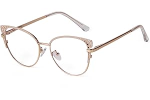 ADEWU Occhiali Blu Che Bloccano la Luce Occhiali da Gatta Donna Moda Cerniere a Molla Occhiali da Vista Retrò Montatura in Metallo