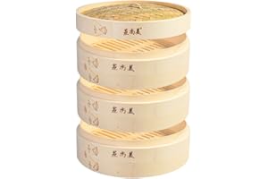 Hcooker 3 Tier Kitchen Bamboo Steamer Basket for Asian Cooking Buns Dumplings Vegetables Fish Rice