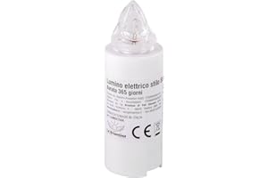 La Briantina Lumino Elettrico a Led Stilo, Durata 365 Giorni, Bianco con Luce Fissa Tremolante, h9.5xø3 cm