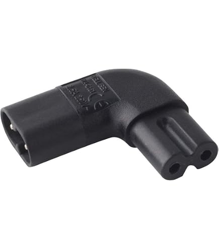 Adattatore Angolare C7-C8 90° – Spina Euro 2,5A 250V Per Laptop, Stampanti E Proiettori – 2 Pezzi