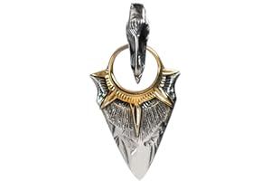 ForFox Vintage 925 Sterling Silber Pfeilspitze Halskette Speerspitze Anhänger mit Adlerkopf für Herren Damen 50cm Kette