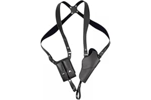 Étui D'épaule en Cuir, Étui de Pistolet Caché Réglable avec Double Pochettes Magzine pour 1911 et la Plupart des Modèles de Pistolets