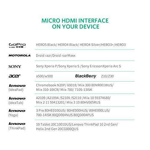 Micro HDMI auf HDMI Kabel UGREEN 1m Micro HDMI Adapterkabel 1080P 3D 4k typ d auf typ a hdmi verlängerungskabel mit Ethernet vergoldete Kontakte unterstützt für die HQ Micro hdmi Kabel 1.4 a Schwarz - 6
