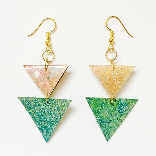 Double triangle earrings - Triangles geometric earrings for woman - Colorful earrings - Bohemian earrings - Gypsy festival earrings