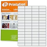 52,5 x 21,2 mm weisse Printation Blanko Papier Laser Aufkleber/Label leicht vom Träger lösbar, permanent klebend, weiss zum selbst gestalten und bedrucken - Bedruckbare Universaletiketten weiss - Made in Germany