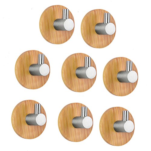 Klebehaken 8/Pack Bambus Mantel Handtuch Haken Kleiderbügel Edelstahl