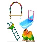 Petistera Budgie Toy Set (Swing-Mirror Bathtub-Staircase)