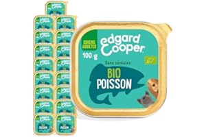 Edgard & Cooper Pâté Pour Chien, (Poisson Bio, 100g x 17), Sans Céréales & Biologique, Poisson frais et protéines de qualité, Vrais ingrédients pour chiens, Hypoallergénique, Sans sucres ajoutés