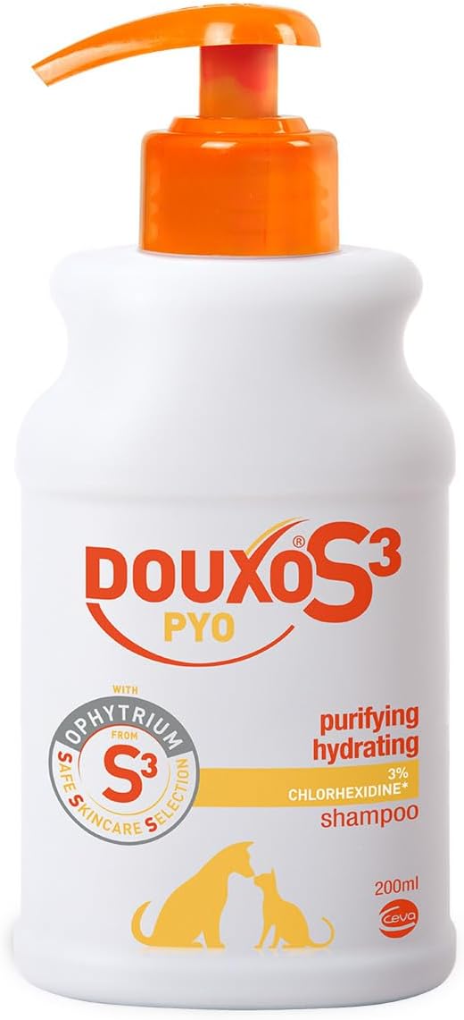 DOUXO S3 PYO Antibacterial and Antifungal Dog and Cat Shampoo - Hypoallergenic Fragrance - Veterinary Recommended and Clinica