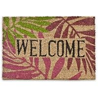 Relaxdays Fußmatte Kokos PALMENBLÄTTER 40 x 60cm Kokosmatte mit rutschfestem PVC Bodem Fußabtreter aus Kokosfaser als…