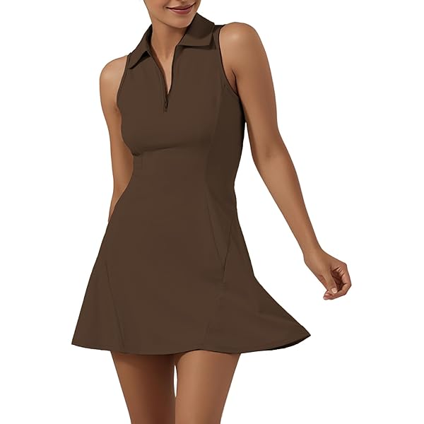 Fisoew Dames tennisjurk mouwloos U-hals sport jurk set zomer mini-jurk met geïntegreerde beha en shorts A-lijn golf jurken, wit, S