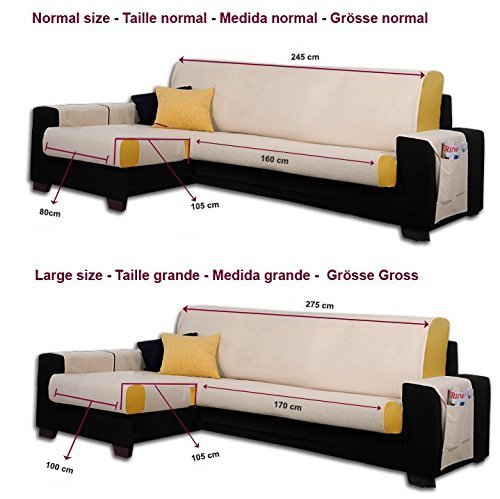 Schoner für Ecksofa mit Gea Ottomane links, Grösse gross (275 Cm.), Farbe Beige - 2