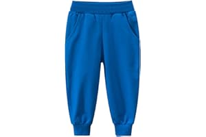 aromm Ragazzi Pantaloni Sportivi Cotone Vita Elastica Casual Abbigliamento da Gioco Bambini Jogger con Tasche