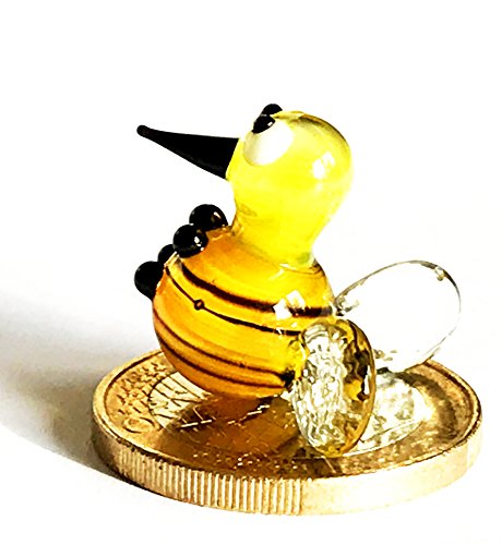 Biene – Miniatur Figur Honigbiene mit Flügel aus Glas – Glasfigur Glücksbringer Mini 8-k2 Glastier Deko Setzkasten Vitrine - 4