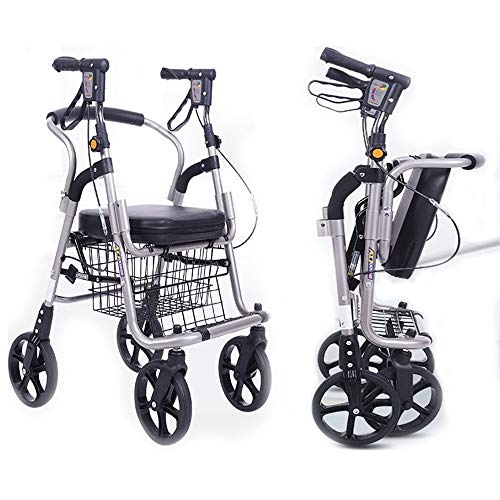 QBL Walker, Mobility with Wheels Silver Transport Walker con Sedia di Trasporto Sedile e Ruote