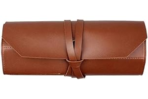 DUAO Rouleau à Outils en Cuir, Sac de Rangement Multifonctionnel pour Trousse à Outils, Marron