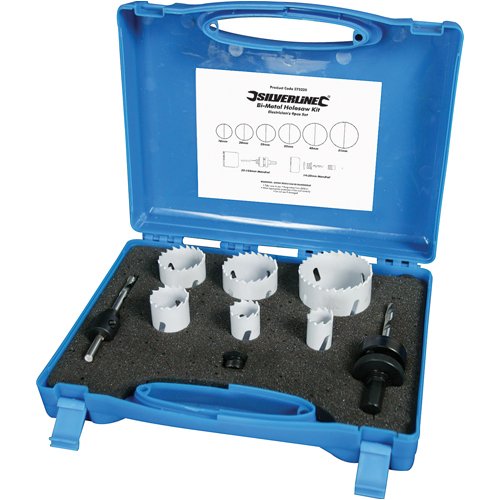 Silverline 273220 - Juego de coronas bimetal para electricistas, 9 pzas 18-51 mm