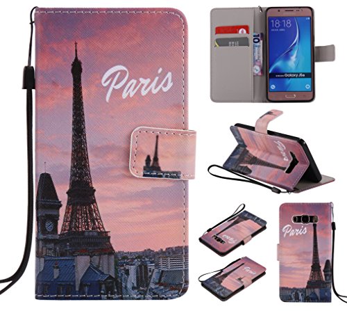 Feeltech Samsung Galaxy J510/J5 2016 Hülle PU-Leder und Brieftasche Bunte Muster Fall mit Magnetverschluss, Hybrid-Kickstand mit Stand-Funktion, schlagen Sie schützende weiche TPU Stoßstangenabdeckung und Kreditkartenhalter für Samsung Galaxy J510/J5 2016 Handgelenk Bügel-Buch-Art-Geldbeutel-Tasche mit 2 In 1 Berühren Sie Stift – Turm - 8