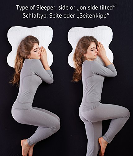 Seitenschläferkissen ACAMAR | orthopädisches & ergonomisches Nackenstützkissen | Viscoelastischer Schaum | Thermo Gesundheitskissen | Perfektes Visco Kopfkissen / 55 x 47 x 12 cm - 4