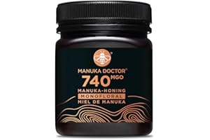 MANUKA DOCTOR - MGO 740 Miel de Manuka monofloral (250g) 100% pur miel de Nouvelle-Zélande. Certifié. Garanti. CRU. Sans OGM