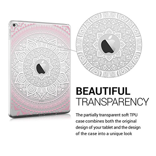 kwmobile Hülle für Apple iPad Air 2 – Case Handy Schutzhülle TPU Silikon für Tablet – Backcover Cover klar Rosa Weiß Transparent - 3