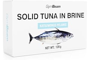 ‎GYMBEAM GymBeam Thunfisch in Salzlake - Ganze Thunfischstücke von Katsuwonus Pelamis aus Portugal, 24g Protein pro 100g, ideal für Aufstriche & Salate, praktische Verpackung, 120 g