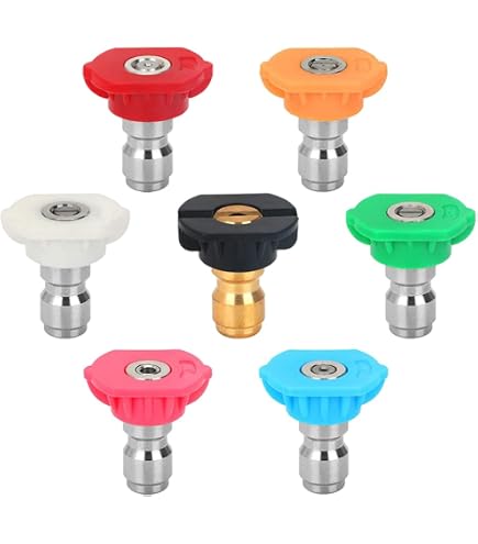 Kit 7 Buses Pour Nettoyeur Haute Pression - Acier Inox - Angles 0° à 65° - Buse Turbo Rotative