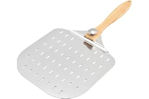 MEETOZ Aluminum Pizza Peel,12 inch Pizza Paddle Pizza Spatula,with Foldable Wood Handle Premium Pizza Paddle for Baking Homemade Pizza and Artisan Breads