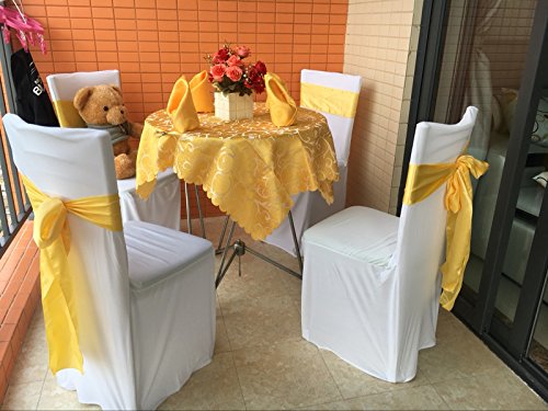 Uniquemystyle 4 Stück Stretch Polyester Stuhlhussen Stuhlbezug für Hochzeit Bankett dunkelrot - 5