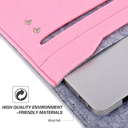 YESSBON 13,3 Zoll Macbook Air/Pro Retina Schönem Filz Sleeve Filztasche Hülle Ultrabook Laptop Tasche Notebook-Taschen Speziell für 13,3 Apple Macbook Pro Retina und Macbook Air Zoll entworfen (Grau Pinke) - 5