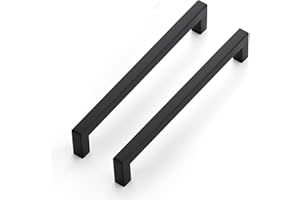Ravinte 10 Pack Black Kitchen Cabinet Handles - Square Bar Drawer Handles 192mm