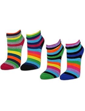 2 / 4 / 6 Paar Damen THERMO Socken Innenfrottee Umschlag-Socken Bunte Ringel Damensocken - 12790 - sockenkauf24