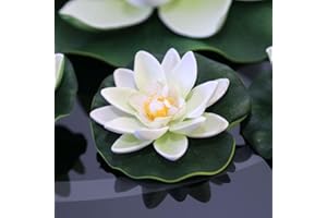 SMZHOMEONE 5 Stück schwimmende Lotusblumen, künstliche schwimmende Teichlilien für Pads, Blumen, realistische Seerosenrequisiten für Zuhause, Garten, Terrasse, Pool, Teich, Aquarium-Dekoration