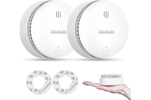 WISUALARM Smoke Alarms for Home, 10-Year Battery, Smoke Alarm, Fire Alarm with Test/Silence Button, Smoke Detector Certificated by TUV Conforms to EN14604 Standard (2pcs)