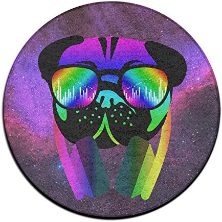 Velocitee DJ Pug Dog Colourful Neon Music Clubbing Doormat Entrance Mat Floor Mat Rug Indoor/Outdoor/Front Door Mats Non Slip