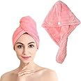 Shakeel Super Absorbent Microfiber Hair Towel Wrap - Quick Dry Hair Turbans, Anti-frizz, Pink