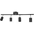 Jiawu 4-Light LED Track Lighting Kit, Flexibly Rotatable Ceiling Spotlight, 60W Modern Track Lighting Fixtures for Kitchen, Living Room, Dining Room, E27 Bulbs Not Included, Matte Black