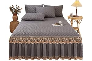 UYEOCO WWQQ Elastico Gonna Letto con Volant Avvolgente Gonna da Letto Una Piazza E Mezzo Matrimoniale/Singolo Mantovana Giroletto Quattro Stagioni Universali Gonna Letto Copriletto