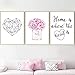 Produktbild XWArtpic Kreative Einfache Paris Rose Geometrische Parfüm Herz Zitate Wandkunst Leinwand Malerei Nordic Poster Und Drucke Wandbilder Für Wohnzimmer Decor 40 * 50 cm * 3 stücke