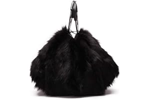 Ulisty Damen Herbst Winter Groß Kunstpelz Schultertasche Kreis Griff Plüsch Handtasche Flauschige Umhängetasche