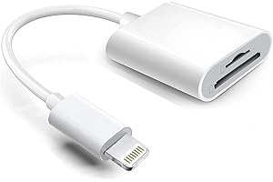HATUGE Adaptateur Lightning vers lecteur de cartes SD et TF, certifié Apple MFi 2 en 1 Micro SD TF carte mémoire double fente pour iPhone 14 13 12 11 X XS XR 8 7 Plus, iPad, Plug and Play