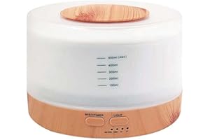 LAMARE Humidificateur à ultrasons et diffuseur d'arômes avec minuterie. Capacité de 500 ml, 7 couleurs de LED, Ultra silencieux (MW031)
