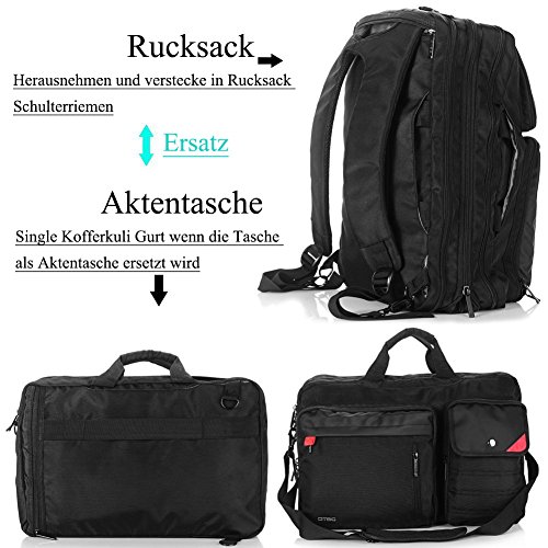 DTBG Nylon mehrzweck Businesstasche mehrfachfach Reise Rucksack geräumig Laptop Tasche Messenger Bag Aktentasche Computer Schultertasche Wanderntasche Daypack für 17,3 Zoll Laptop/Macbook/Tablet, Schwarz - 6