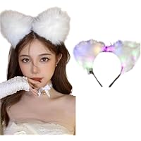 Serre-têtes Avec Oreilles De Chat à Paillettes – 2 Pièces (blanc Et Rose), Ajustables, Pour Fille, Fête, Anniversaire, Cosplay