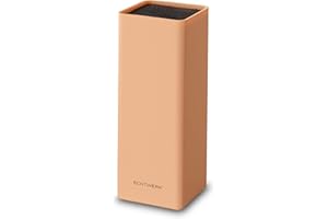 ECHTWERK EW-MB-0165 EW-MB-0165-Blocco portacoltelli Universale Square con Inserto in setole, Colore: Rosa Salmone, Plastica