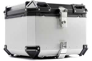 WNANCH Topcase 28/36/45/55/65/80/100 litros Baúl De Moto Aluminio Maletero De Moto con Llaves Y Accesorios Impermeable (Color : Plata, Size : 80L)