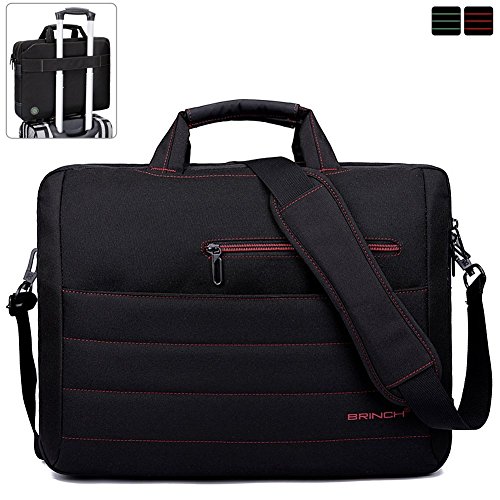 BRINCH Laptop Tasche, Nylon Gewebe Messenger Bag 17,3 Zoll leicht Henkeltasche Stoßfest Umhängetasche mit Schulterriemen für 17 - 17,3 Zoll Laptop / Notebook / MacBook / Ultrabook / Chromebook,Schwarz-Rot