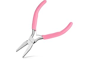 LEONTOOL Mini pince à bec plat de 12,7 cm pour la fabrication de bijoux, mâchoires lisses, pinces à bec de canard, petites pinces plates pour la fabrication de bijoux, pinces à bijoux pour plier les